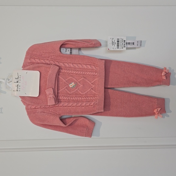 Baby girl sweater set with matching pants and hat - Picture 1 of 5